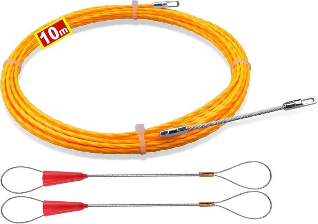 Electrical Fish Tape 10m | 3.0 mm Wire Fish Tape Wire Puller | Wire Snake for Running Wire through Wall | Retractable Cable Pulling Tools with 2 Guide Springs | Wire Feeder