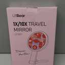 LitBear Travel Makeup Mirror with Lights, Rechargeable Double-Sided 10X/1X Magnifying Mirror, Portable Lighted Beauty Mirror, 3 Color Lighting, Dimmable Touch Screen, Tabletop Handhold Hanging (White)