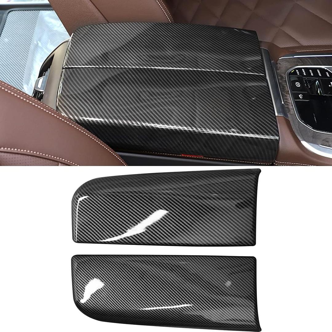 TTCR-II Compatible with 2019-2025 2026 BMW X5 G05 Center Console Cover 2 Pcs, for 2020-2025 2026 BMW X6 G06 Center Armrest Carbon Covers X7 G07 (Snap-on Installation and Not Real Carbon Fiber)
