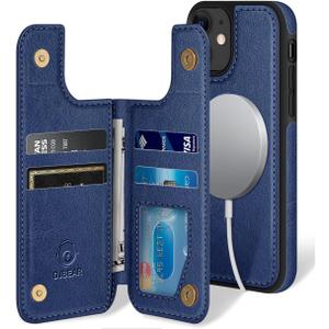 for iPhone 11 6.1" Phone case[Compatible with magsafe][RFID Blocking Leather][Magnetic 2-in-1 Detachable][Back Flip Folio Wallet Cases] Shockproof Men Women Cover for Apple 11 Dark Blue