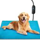 Pet Heating Pad with 6 Adjustable Temperature Settings, Heated Cat Mat with Built-In Smart Thermostat, Chew-Resistant Cord, Removable & Washable Plush Cover, Waterproof Material, 27.5 x 15.7 Inches (Large)