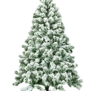4.5FT Artificial Hinged Christmas Tree Snow Flocked Pine Tree w/400 Tips and Foldable Base