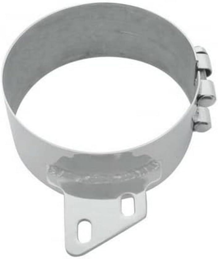 United Pacific 10285 - Exhaust Clamp - 8" Stainless Butt Joint Exhaust Clamp - Angled Bracket
