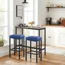 Rectangular Stool Cushion Set of 2, Soft Saddle Stool Cushions with Ties, Nonslip and Washable, Dark Blue, 18 x 10.5 x 4 Inch