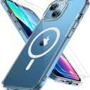 Miracase Magnetic for iPhone 13 Case 6.1 inch (Compatible with MagSafe)with 2X Screen Protectors Military-Grade Protection, Anti-Fingerprint Translucent Matte Phone Case Cover, Clear