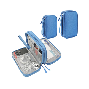 Electronic Organizer Travel Cable Accessories Case, 1 Pack Electronic Organizer Bag, Accessories Organizer Pouch for Cable, Cord, Charger, Phone, USB, Power Bank, Earphone (Blue) (1 Bag)