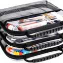 3PCS Clear Hard Plastic Zipper Case, Portable Cosmetic Bag with Double Zipper, Waterproof Clear Toiletry Bag, Clear Hard Shell Zipper Case, Diaper Bag Organizing Pouches, Travel Toiletry Bag