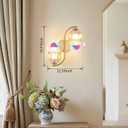 Battery Operated Wall Sconce, 2-Lights Vinatge Brass Wall Lighting Up and Down with Amber Tulip Shade for Living Room, Bedroom, Symmetrical 2 Pack