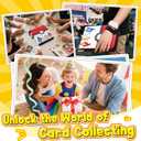 Card Binder  4 Pocket Zipper Collection Album, Premium PU Holder, Double-Sided Display for 400 Cards, Includes 5 Hard Plastic Sleeves for Game Cards, Sports CardsCartoon Stickers