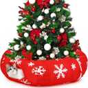 Sanwuta Christmas Cat Tunnel for Christmas Tree Skirt 3ft x 3ft x 9.8in Round Interactive Cat Bed Tube with Holiday Print Convertible Kitten Tubes, Tunnels Play & Bed Puppy Rabbit Ferret Festive Gift