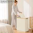 Efluky Laundry Hamper with Lid, Double Laundry Basket with 2 Removable Bags, 2 Section Laundry Bin with Bamboo Handles for Bathroom, Bedroom & Laundry Room, 170L (44.9 Gallon) Beige, 170L Dual