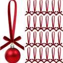 24 Pcs Velvet Christmas Mini Bow Hangers Ornaments Velvet Ribbon Bows for Christmas Tree Rustic Crafts Gift Vintage Hanging Ornaments for Home Xmas Holiday Decor
