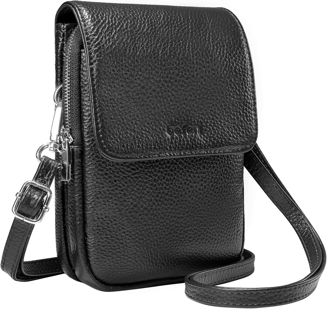 befen Genuine Leather Crossbody Bags for Women, Cell Phone Cross body Purse Bag with RFID Blocking Card Slots