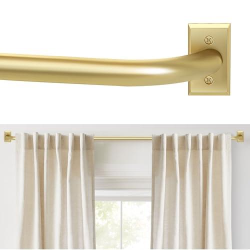 ZYRW Gold Curtain Rod, Room Darkening Rods for Windows 28 to 48 Inches(2.3-4Ft), Wrap Around Curtain Rods, Heavy Duty Blackout Drapery, Modern Decorative Window Treatment Rod, Gold