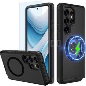 Case for Galaxy S25 Ultra 5G case, Samsung S25 Ultra Heavy Duty case,[Military Grade Protective ],[Shockproof] [Dropproof] [Dust-Proof], (MAG- Black)