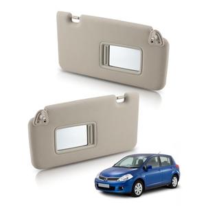 Bestview Left Driver Right Passenger Side Sun Visor with Mirror Compatible with Versa 2007 2008 2009 2010 2011 2012 - Replace# 96401-EL31A 96400-EM31A, Beige