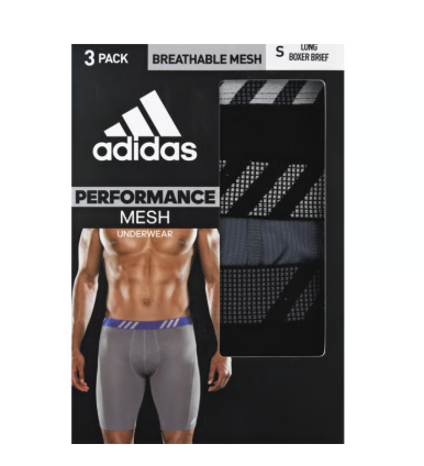 Adidas Small Sport Performance Mesh Long Underwear, Pack of 3, Medium