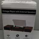 Vinyl Record Player with Speakers,Bluetooth Portable Turntable for Vinyl Records,Phonograph LP Player with 3 Speed USB RCA in Vintage Brown