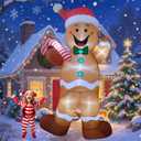 EEkiiqi 12ft Led Light up Giant Christmas Inflatable Outdoor Decor Blow Up Inflatable Yard Decoration for Yard/Party/Lawn/Garden/Doorway (Gingerbread Man)