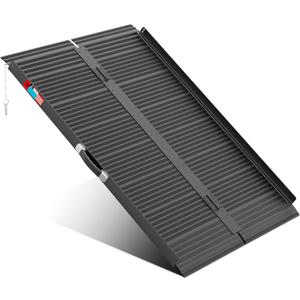 WHALEMOTOR Black Portable Wheelchair Ramp, 4FT No-sew Non-Slip Aluminum Wheelchair Ramp, Folding Portable Wheelchair Ramps for Home, Weight Capacity Up to 800 LBS, Loading Dock Plates
