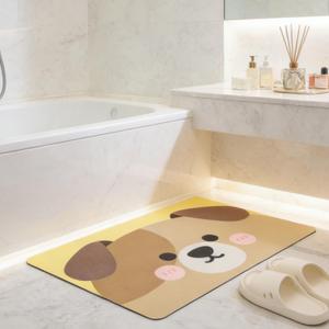 Cute Bath Mat, Quick Dry Non-Slip Bathroom Rug, Super Absorbent Ultra Thin Mats for Bathroom Floor in Front of Shower Tub & Sink, Easy Clean, Dog