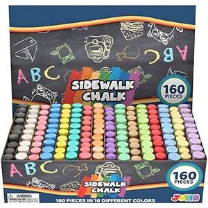 160 PCS Sidewalk Chalks Set Non-Toxic Washable Jumbo Chalk for Outdoor Art Play, Painting on Chalkboard, Blackboard and Playground