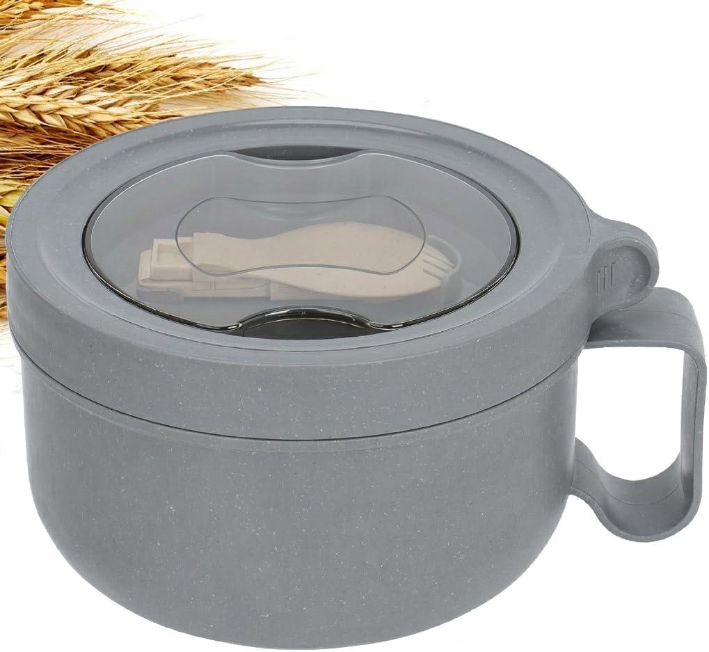 28 oz Soup Bowl with Handles, Microwave Ramen Bowl with Lid for Soup and Instant Noodles,Oatmeal, Gumbo, Salad,BPA Free (Rock Grey)