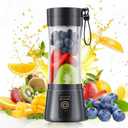 Portable Blender Personal Size Blender - Shakes and Smoothies, Cordless & USB Rechargeable, Lightweight with BPA-Free Cup Suit in Picnic/Sports/Office (Black),380 Milliliters