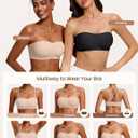Strapless Bras for Women No-Slip Bandeau Push Up Wireless Comfy Seamless No Underwire Padded Jelly Tube Top Bra (Beige), M