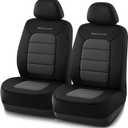 Skechers Memory Foam Seat Covers, Thick Cool Touch Fabric Seat Covers, Front Seat Covers Airbag Compatible ,Automotive Comfort Protection for Most Cars, Vans, Trucks, SUV, Floor Grey