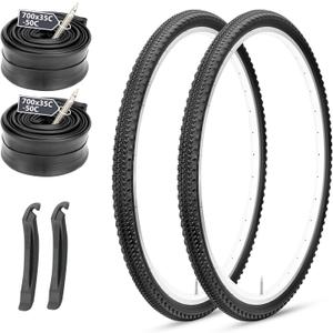 MOHEGIA 700c Gravel Bike Tires Set: 2-Pack 700x38C/700x40C/700Cx42C Folding Bicycle Tires All-Terrain and Pair Inner Tubes with Tire Levers for Off-Road Adventures