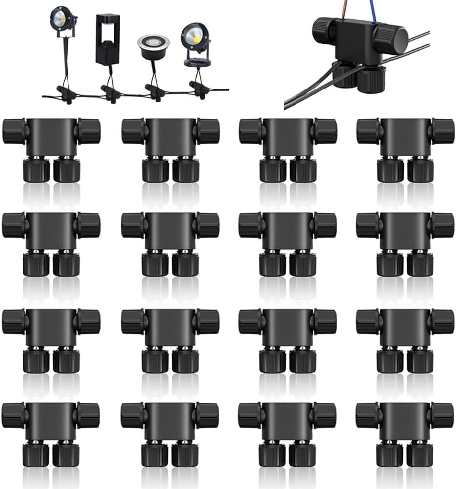 NETEHA 16 Pack Low Voltage 12-18 Gauge Wire Connectors for Landscape Lighting, Pathway Lights, Outdoor LED Lights