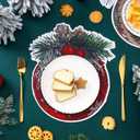 Tinlade 100 Pcs Disposable Christmas Balls Placemats 13 Inch Diameter Paper Red Green Round Christmas Place Mats for Festival Table Xmas Holiday Party(Country)