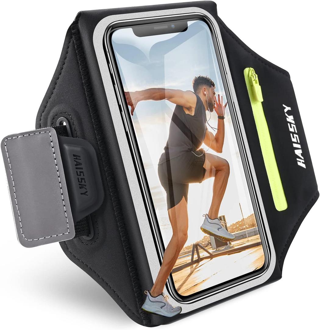 Running Armband [3D Design] with Key Pouch, Running Phone Holder for iPhone 16 15 14 13 12 11 Pro Max Plus, Samsung S25 S24 S23 S22 [Up to 6.9 Inch], Gym Workouts Sports Arm Band with Card Holder