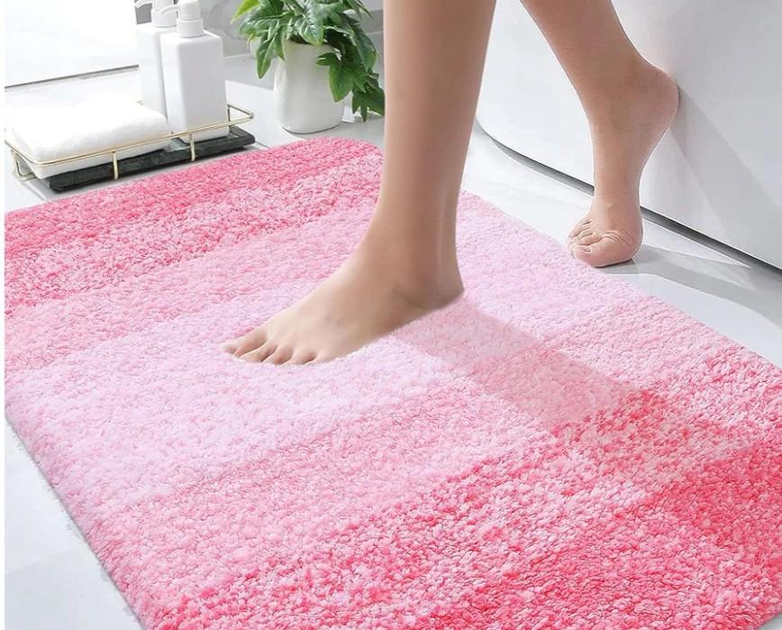 OLANLY Bathroom Rugs Mat 30x20, Extra Soft Absorbent Microfiber Bath Rugs, Rubber Backing, Quick Dry, Machine Washable Bath Mats for Bathroom Floor, Tub and Shower, Home Decor Accessories, Pink