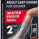 100% Waterproof Cast Covers for Shower Leg - 2pk - Tight Seal - Reusable Adult Half Leg Cast Protectors - Knee, Ankle, Foot - After Surgery Bandage and Dressing Cast Bag for Wounds and Burns