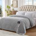 Westinghouse Electric Blanket Twin Size, Super Cozy Luxury Faux Fur & Sherpa Heated Blanket with 10 Heating Levels & 1-12 Hours Auto Off, Fast Heating Blanket, Machine Washable, 62x 84 Inch Light Grey