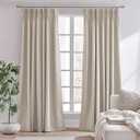 jinchan Pinch Pleated Curtain 84 Inch Length Greyish Beige 60% Room Darkening Curtain for Bedroom Living Room 1 Panel Textured Window Drape