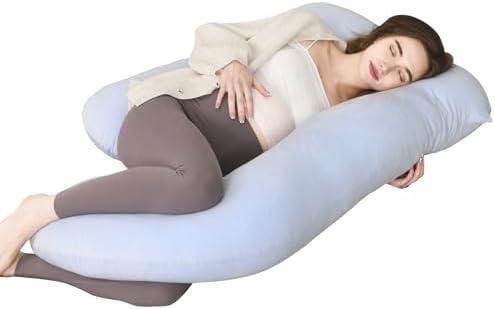 Maternity Pillow for Pregnant Women,57 Inch G-Shape Pregnancy Pillows for Side Sleeping, Relieves Back Pain, Leg & Belly Support, Comfort for Sleeping - Removable Velvet Cover (Blue)
