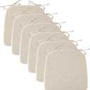 2 x Ruqmuis Chair Cushions for Dining Chairs, 2" Thick Seat Cushions for Kitchen Chairs, D-Shaped Chair Pads with Washable Cover, Ties and Non Slip Backing, 17'' x 16'', Set of 6, Beige