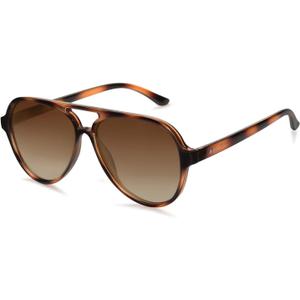 SOJOS Classic Polarized Aviator Sunglasses for Women Men, Retro Trendy Aviators Shades SJ2201 (Amber Brown Tortoise/Brown)