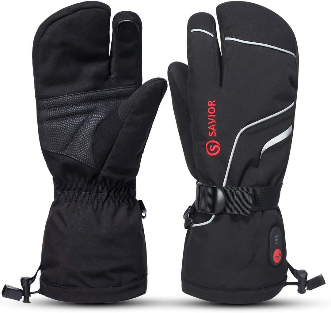SAVIOR HEAT Heated Gloves, Unisex Rechargeable Battery Powered Electric Heating Glove for Winter Outdoor (Small, Black-s66g)