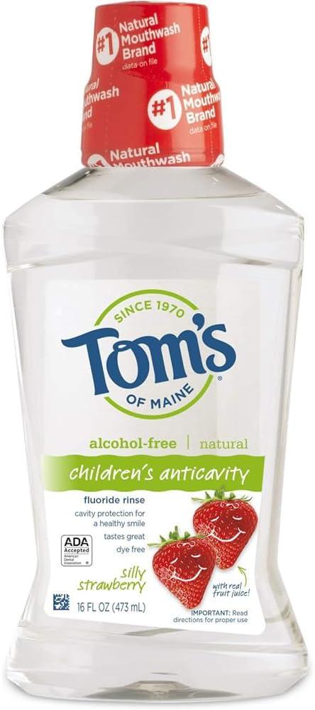 Tom's of Maine Children's Anticavity Mouth Rinse, Kids Mouthwash, Natural Mouthwash, Silly Strawberry, 16 Ounce