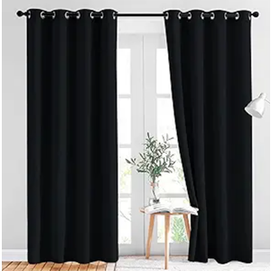 NICETOWN Black Out Curtains for Bedroom 84 inches Long  Light Reducing Thermal Insulated Solid Grommet Curtains/Panels/Drapes for Living Room (Set of 2, W52 x L84)