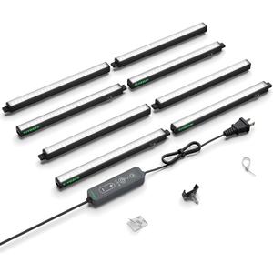 VIVOSUN T5 Grow Lights for Indoor Plants, 5000K Full Spectrum 56W (8 x 7W), 1FT LED Plant Light Strip with Timer & Dimming Controller for Seed Starting, Hydroponics, SGS Compatible, Linkable, 8-Pack (Black)