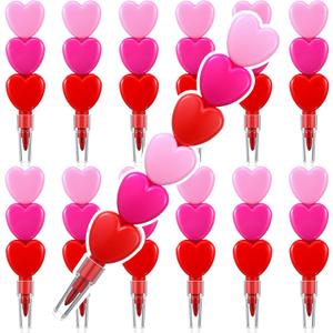36 Pcs Valentines Day Crayons Heart Stacking Crayon 3 Colors Lovely Shaped Stacking Party Favors for Valentines Day, Family Party Gifts