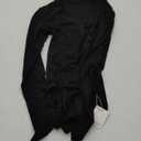 MANGOPOP Womens Sexy Zipper Front T Shirt Mock Neck Long Sleeve Bodysuit Jumpsuits (A Long Sleeve Black, X-Small)