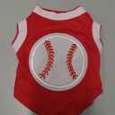 Petitebella Baseball Puppy Dog Shirt (Red, X-Large)