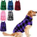 ASENKU Dog Jacket Plaid Reversible Reversible Dog Vest Waterproof Cold Winter Clothes Pet Apparel for Small Medium Large Dogs (L, Purple)