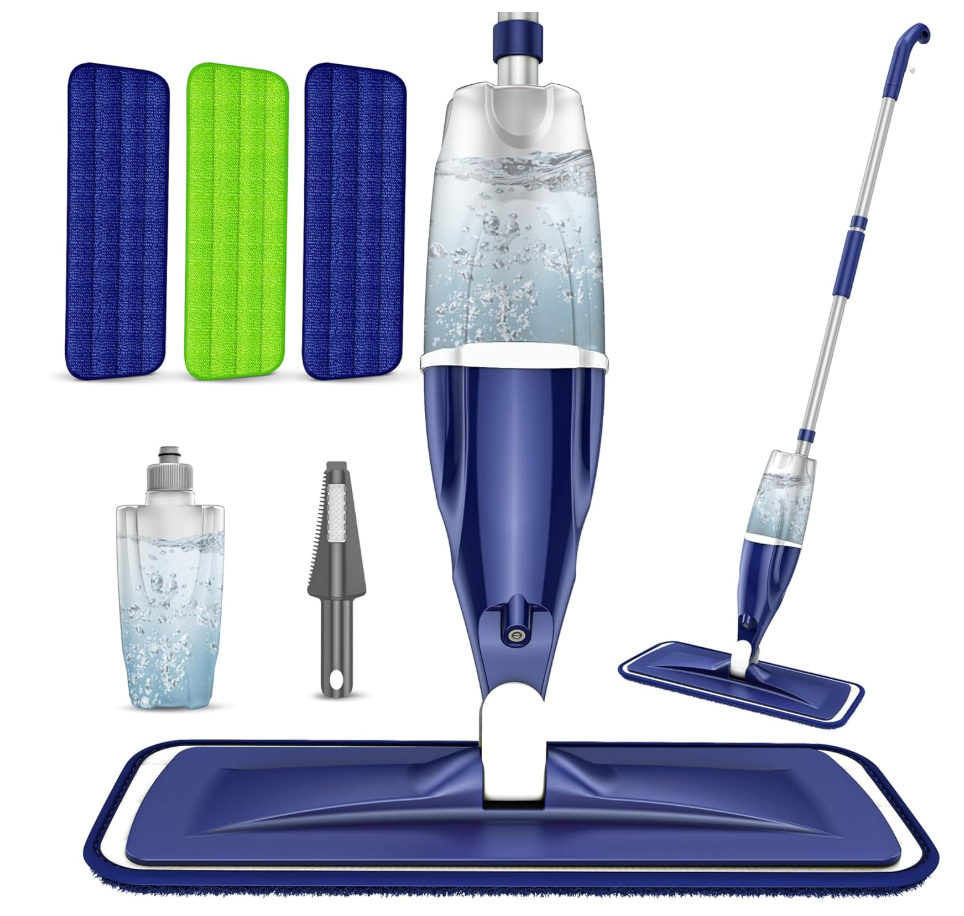Microfiber Spray Mop for Floors Cleaning: Wet Dry Hardwood Floor Mops with 3 Washable Reusable Pads for Swiffer Powermop  Flat Mop with Sprayer for Tile Wood Laminate Vinyl Marble